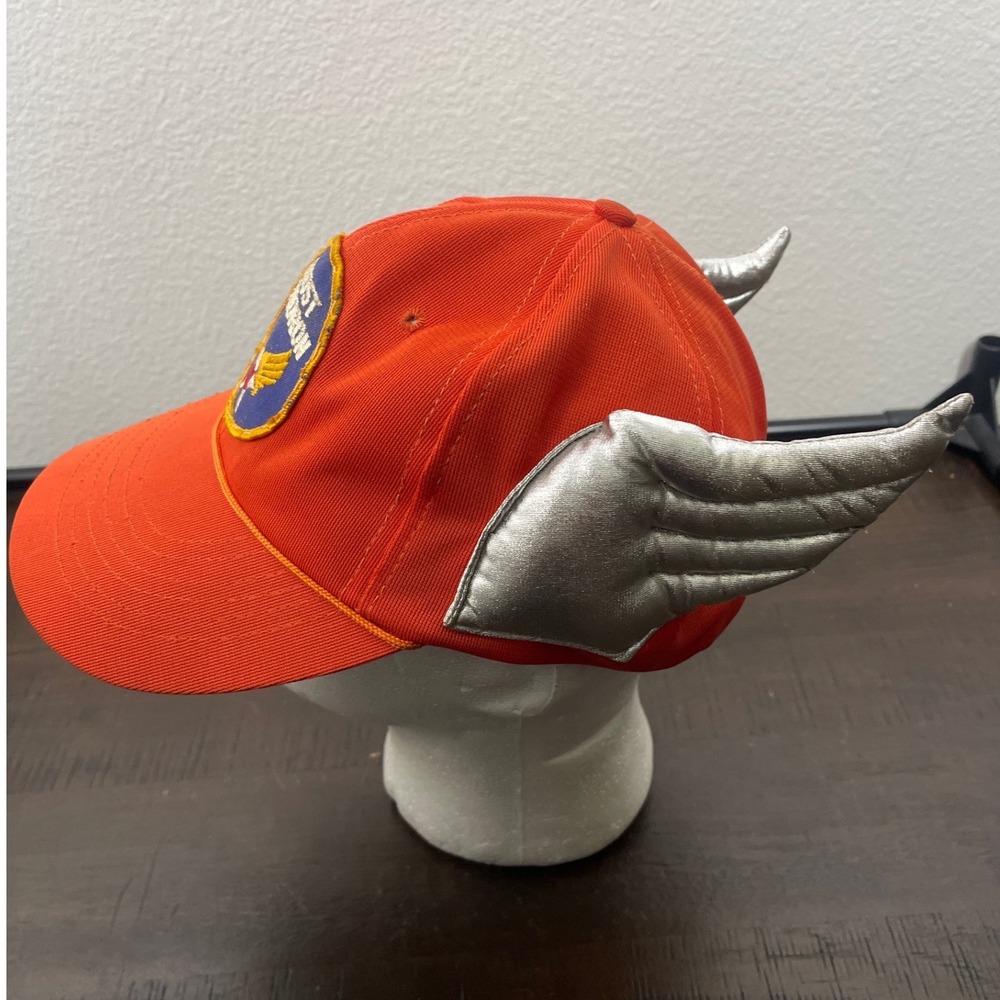 Ghost Squadron Orange Snapback Hat Silver Wings Aviation Patch Baseball Cap - Picture 2 of 4